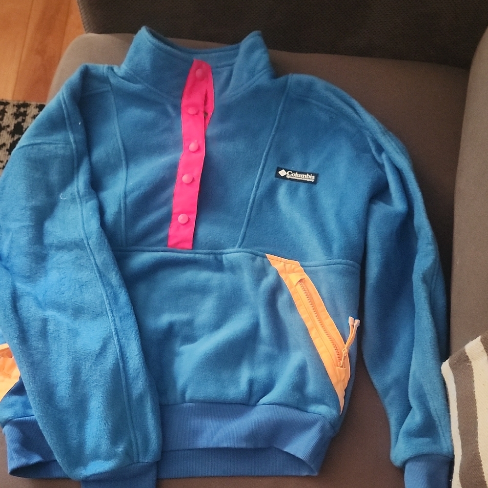 Columbia Vibrant Blue Fleece with Pink and Orange Details